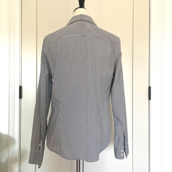 H&M- Grey & White Striped Button Up Blouse- Women’s US 12 - Picture 6 of 9